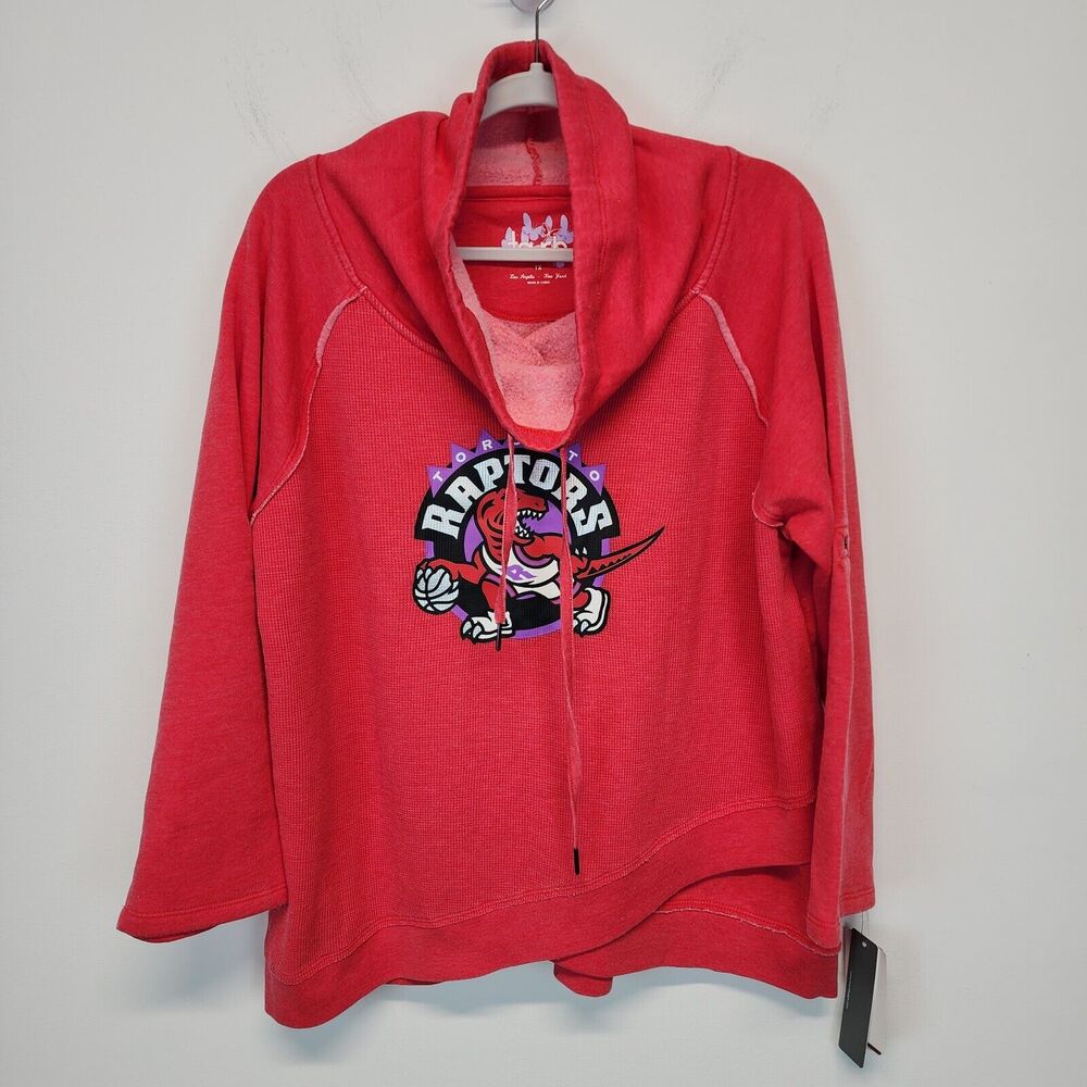 Womens Toronto Raptors Sweatshirt Size 1X Red Cowl Neck NBA Touch Alyssa Milano